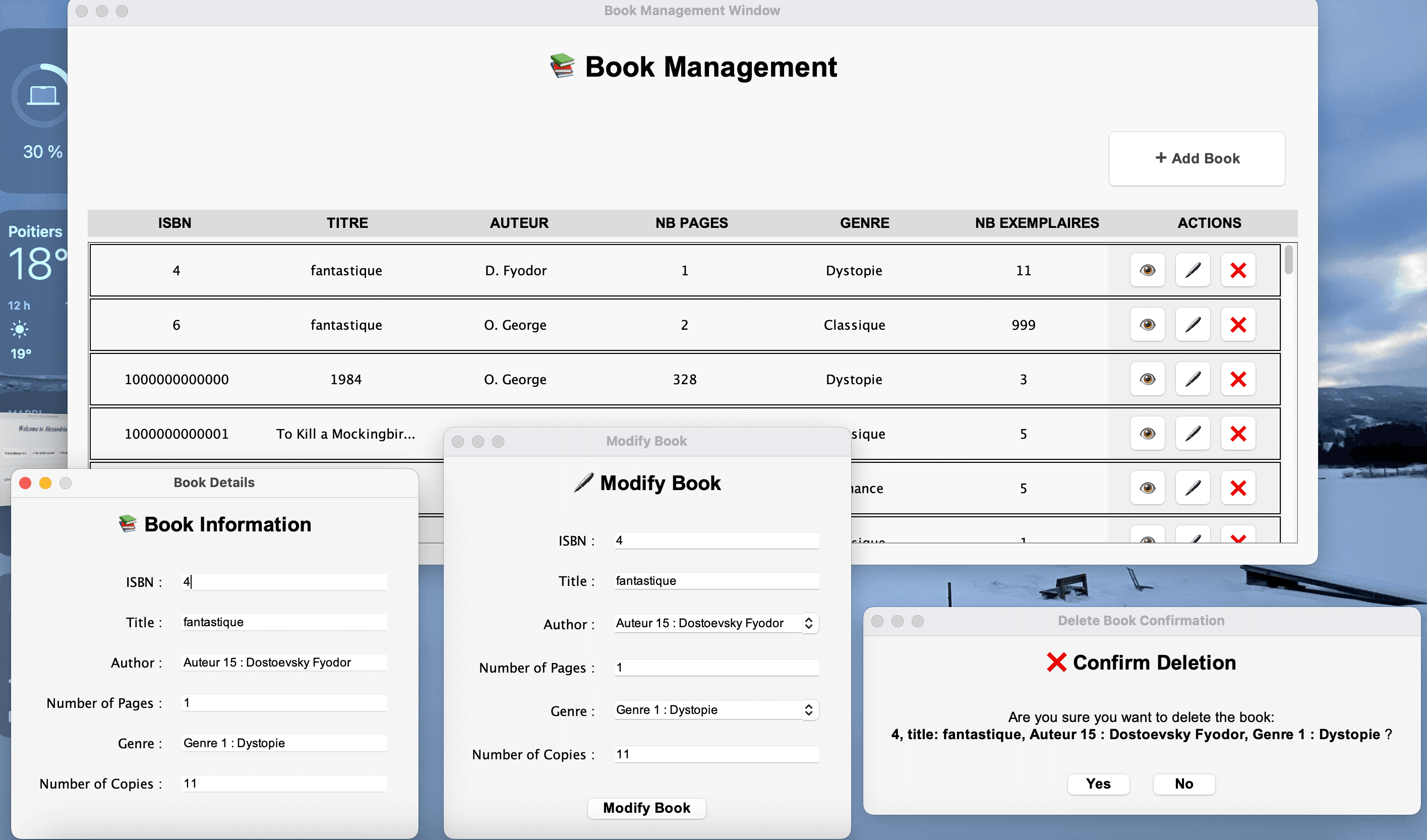 Gestion du catalogue de livres